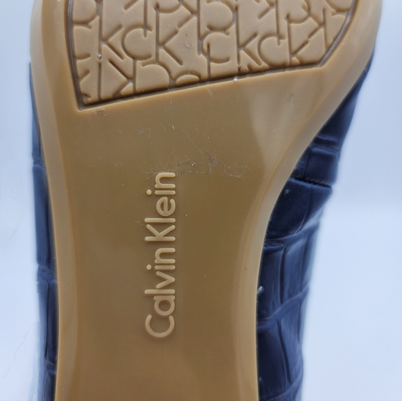 Calvin Klein Felice Ballet Flats Navy Faux Croc Embossed CK Logo Classic Casual - Picture 5 of 16